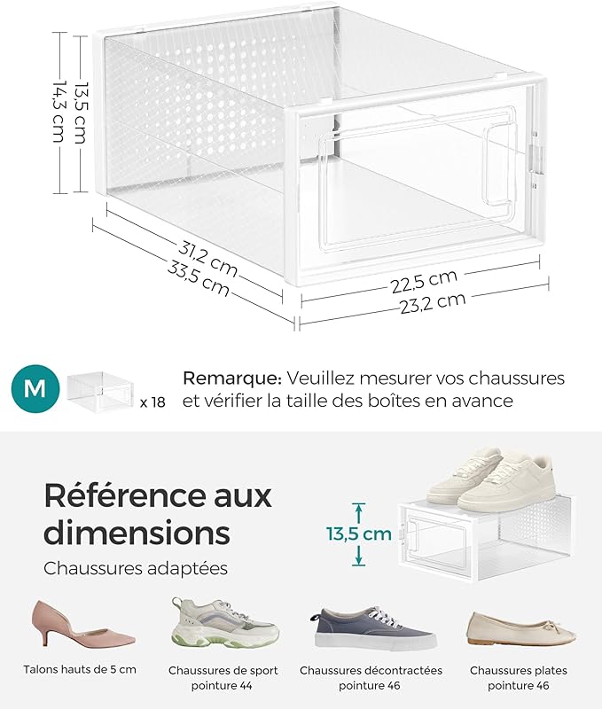 Caixas de sapatos - Conjunto de 18, armazenamento de sapatos dobráveis 